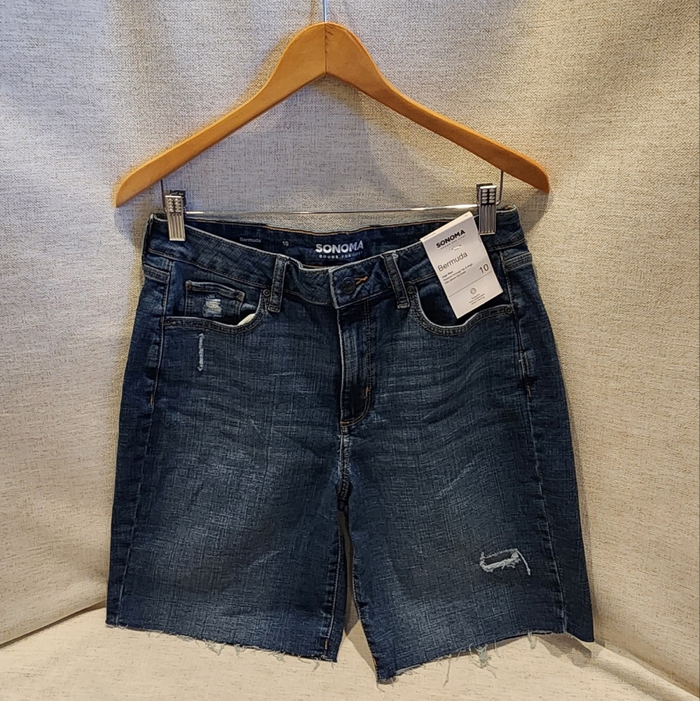 Sonoma Dark Denim Bermuda Shorts, Size 10